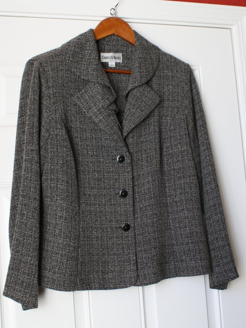 Danny & Nicole Grey Tweed Button-Front Women's Blazer